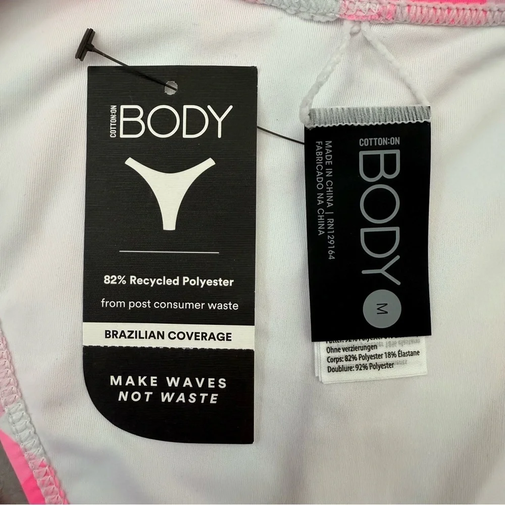 Women’s Cotton On Body High Side Brazilian Seam Bikini Bottom Checkered Swimsuit - Picture 11 of 14